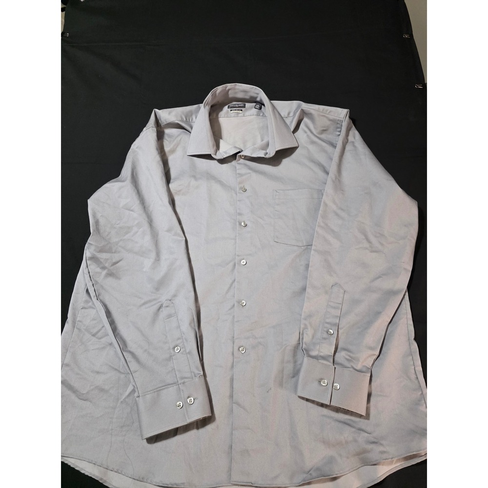 Van Heusen Flex Regular Fit Dress Shirt Grey Cool Collar Mens 18 34/35